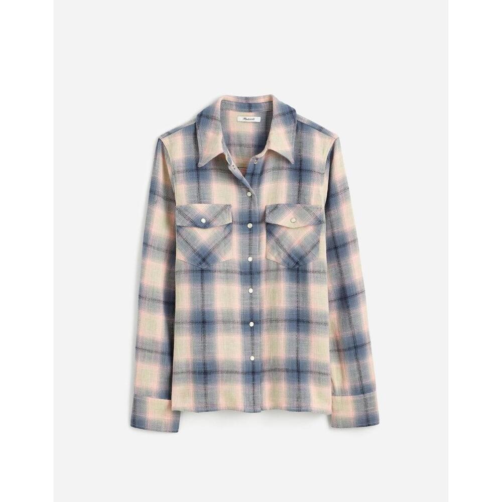 NWT‎ Madewell Flannel Snap-Front Shirt in Plaid - Size 6